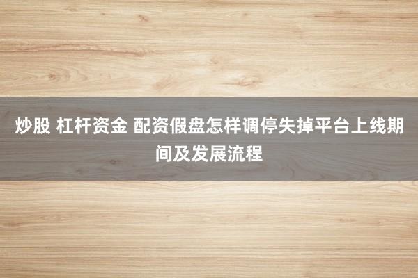 炒股 杠杆资金 配资假盘怎样调停失掉平台上线期间及发展流程